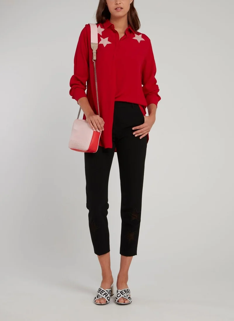 أيسبيرغ حقيبة كروس بودي بحزام وشعار وردي